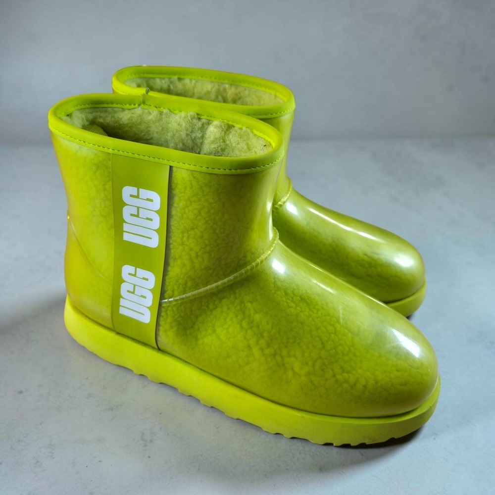 UGG Classic Clear Lime Green Mini Waterproof Ankle Boots Womens Size 9 Sulfur